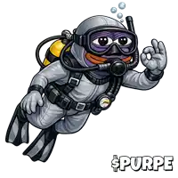 a cartoon illustration of a scuba diver with the word spurpe on the bottom