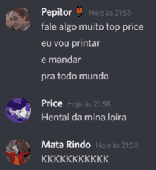 a screenshot of a conversation between mata rindo and pepitor