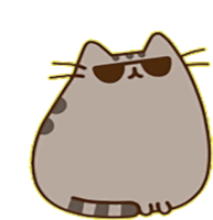 a cartoon cat is wearing sunglasses and a striped shirt