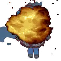 a pixel art drawing of a person holding a large piece of bread
