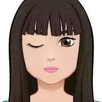 a cartoon of a woman with her eyes closed and pink lips