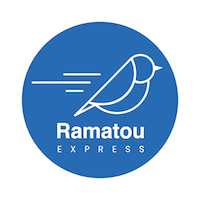 a blue circle with a bird and the word ramatou express on it