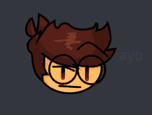 a drawing of a boy with glasses and the word ayo below him