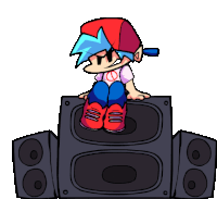 a cartoon character is sitting on top of a speaker box .