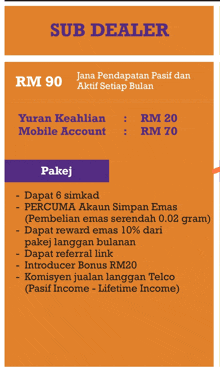 a flyer for a sub dealer offering rm 90