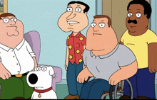 a group of cartoon characters including peter griffin and brian from family guy