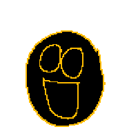 a pixel art drawing of a smiley face with a circle around it