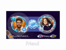 a picture of a man and a woman with the word friend underneath