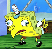 a cartoon of spongebob with an anchor hat on