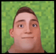 a close up of a cartoon character 's face with a huge neck .