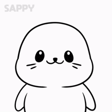 a black and white drawing of a seal with the name sappy written above it