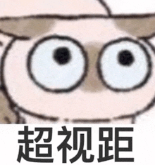 a close up of a cartoon character 's eyes with chinese characters .