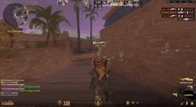 a screenshot of a video game with a person standing in front of a brick wall with a $ sign in the corner