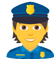 a cartoon illustration of a police officer with a smile on her face