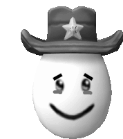 a white egg wearing a cowboy hat with a star on top