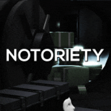 a video game called notoriety is being played in a dark room