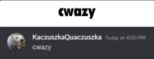 a picture of a polar bear with the name cwazy