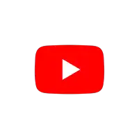 a red youtube logo with a white play button on a white background