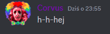 a picture of a clown with the words corvus on it