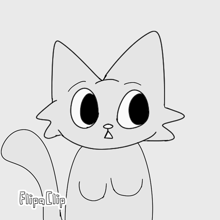 a black and white drawing of a cat with the word flipa clip underneath it