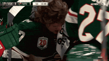 a hockey player wearing a number 20 jersey