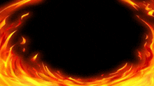 a circle of fire on a black background with a hole in the middle .