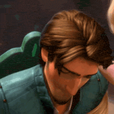 a close up of a cartoon character 's face with a sad look on his face