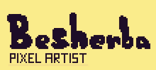 a pixel art logo that says besherba pixel artist