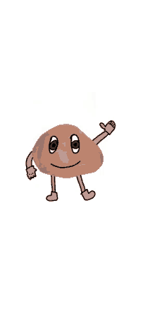 a cartoon drawing of a potato with arms and legs waving