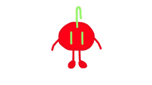 a drawing of a red circle with arms and legs