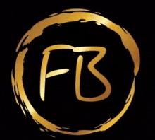 the letter fb is written in gold in a circle on a black background .