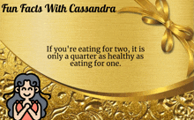 a gold background with fun facts with cassandra written on it