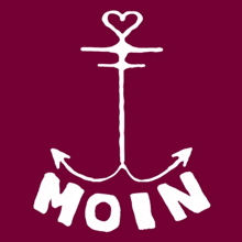 a drawing of an anchor with the word moin below it