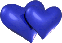 two blue hearts are sitting next to each other