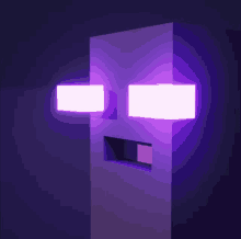 a purple light is shining on the face of a block