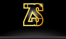 a black background with a gold letter z and s