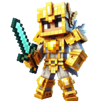 a minecraft character with a diamond sword