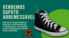 a black shoe with the words vendemos sapato arremessavel written on it