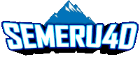 a logo for semeru4d has a mountain in the background