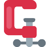 an icon of a red c clamp with a screw on it