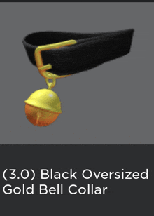 a black collar with a yellow bell hanging from it