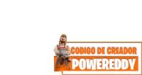 a logo that says ' codigo de creador powereddy ' in orange letters