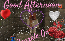 a good afternoon sparkle on greeting card with a cartoon character