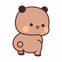 a cartoon drawing of a bear with a circle in its butt