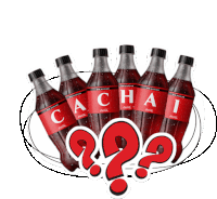 five bottles of cachai coca cola with a question mark