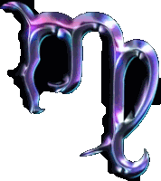 a purple virgo sign with a black background