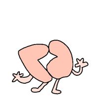 a cartoon drawing of a heart with arms and legs and a smiling face