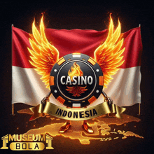 a logo for a casino in indonesia with wings