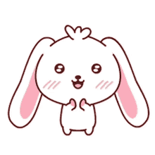 a cartoon bunny with pink ears and a heart on its head .