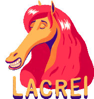 a drawing of a horse with the word lacrei written below it